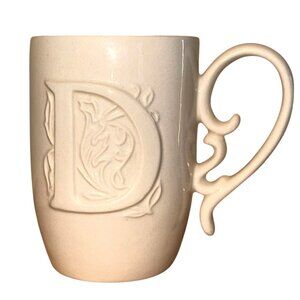 Monogrammed Ceramic Mug With Ornate Handle & Letter "D" Design By Mud Pie 4" Tal